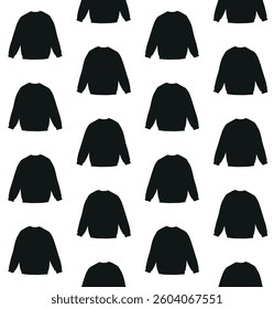 Vector seamless pattern of hand drawn sweatshirt silhouette isolated on white background