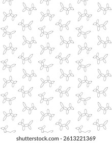Vector seamless pattern of hand drawn sketch doodle outline air balloon dog isolated on white background