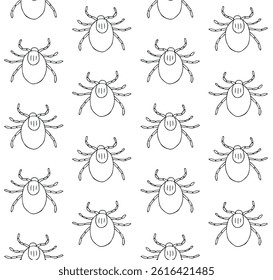 Vector seamless pattern of hand drawn sketch doodle outline mite isolated on white background