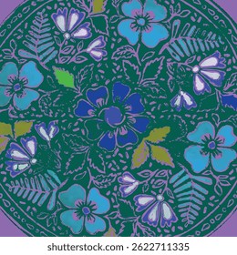 Vector seamless pattern with hand drawn wild plants, herbs and flowers.