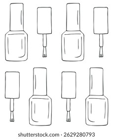 Vector seamless pattern of hand drawn sketch doodle outline nail polish isolated on white background