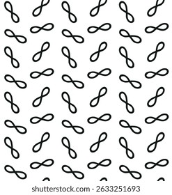Vector seamless pattern of hand drawn sketch doodle infinity symbol isolated on white background