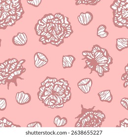 Vector seamless pattern with hand drawn cute roses. Beautiful design for textile, wallpaper, fabric, wrapping paper and backgrounds.