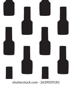 Vector seamless pattern of hand drawn nail polish silhouette isolated on white background