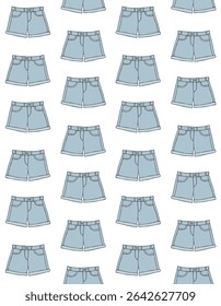 Vetor sem emenda padrão de desenho à mão esboço rabiscar calções jeans coloridas isoladas no fundo branco