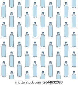 Vector seamless pattern of hand drawn sketch doodle colored bottle of water isolated on white background