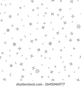 Vetor padrão sem costura desenhado à mão estrelas cobrindo a superfície branca, adequado para embrulho de presente, papel de parede, projeto scrapbook, impressões têxteis, gráficos da web