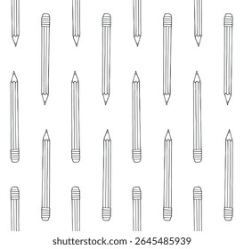 Vector seamless pattern of hand drawn sketch doodle outline pencil isolated on white background