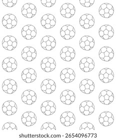 Vector seamless pattern of hand drawn sketch doodle outline football ball isolated on white background