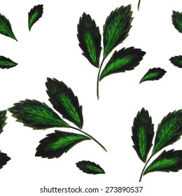 vector seamless pattern from hand drawn watercolor leaves 