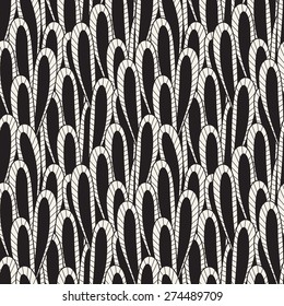 Vector seamless pattern. Hand drawn monochrome loops. Creative abstract background. Modern texture with stylized leaves.