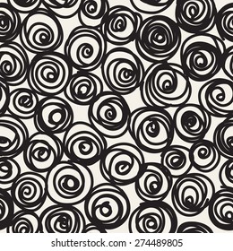 Vector seamless pattern with hand drawn nervous drawing. Sloppy background with doodles. Modern graphic design