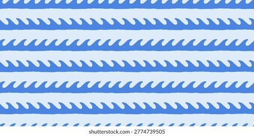 Vector seamless pattern in hand drawn doodle sketchy style with ocean waves, surf posters, banners for summer sea side vacation backgrounds and prints