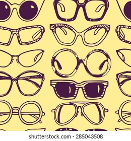 Vector seamless pattern with hand drawn sunglasses.  Beautiful design elements, perfect for prints and patterns.