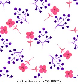 Vector seamless pattern from hand drawn watercolor  flowers and leaves. Design element for summer wedding, spring congratulation card. Perfect floral pattern for phone cases and eco bags.