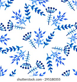 Vector seamless pattern from hand drawn watercolor  flowers and leaves. Design element for summer wedding, spring congratulation card. Perfect floral pattern for phone cases and eco bags.