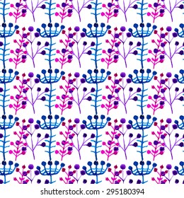 Vector seamless pattern from hand drawn watercolor  flowers and leaves. Design element for summer wedding, spring congratulation card. Perfect floral pattern for phone cases and eco bags.