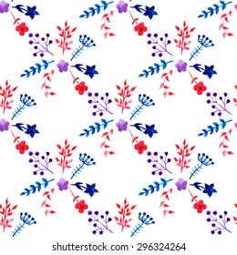 Vector seamless pattern from hand drawn watercolor flowers and leaves. Design element for summer wedding, spring congratulation card. Perfect floral pattern for phone cases,eco bags and other textile.