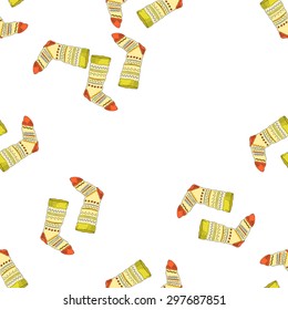 Vector seamless pattern. Pattern with hand drawn socks background. socks - seamless background. Background for use in design, web site, packing, textile, fabric