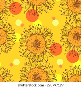 vector seamless pattern with hand drawn flower