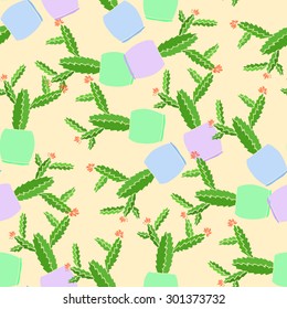 vector seamless pattern with hand drawn cactus