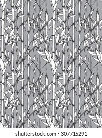 Vector seamless pattern with  hand drawn bamboo branches.