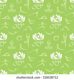Vector seamless pattern with hand drawn yoga asanas.