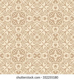 Vector seamless pattern, hand drawn abstract background. Geometric floral ornament, tribal ethnic arabic indian motif. 