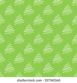 Vector seamless pattern with hand drawn stylized christmas trees
