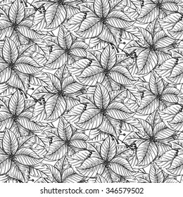 Vector seamless pattern with Hand drawn decorative poinsettia flowers. Can be used for cards, invitations, gift wrap, print, scrapbook. Christmas and New Year background.