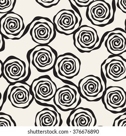 Vector seamless pattern with hand drawn scrolls. Stylish background with doodles. Modern graphic design. Monochrome contemporary texture.