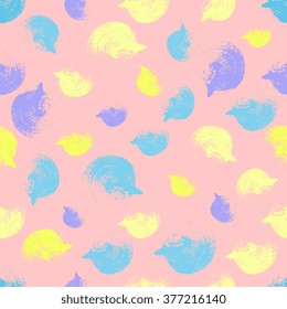 Vector seamless pattern - hand drawn grunge brushstrokes, swirls, prints in rich pastel colors. Design for textile, background, paper, scrap-booking.