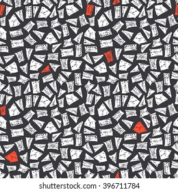 Vector seamless pattern. Hand drawn monochrome background