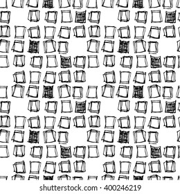 Vector seamless pattern. Hand drawn monochrome background