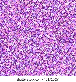 Vector seamless pattern with hand drawn flowers. In violet colors.