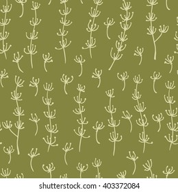 Vector seamless pattern with hand drawn branches of wildflowers. Beautiful design elements, vintage colors. Perfect for prints and patterns.