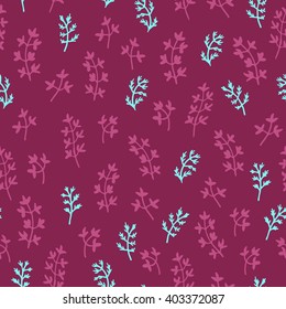 Vector seamless pattern with hand drawn branches of wildflowers. Beautiful design elements, vintage colors. Perfect for prints and patterns.