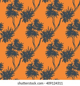 Vector seamless pattern with hand drawn pine branches