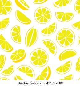 Vector seamless pattern with hand drawn lemon slices. Beautiful design elements, perfect for prints and patterns.