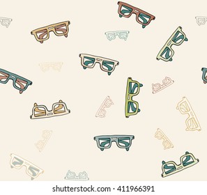 vector seamless pattern, hand drawn doodle style sunglasses set. Good vector illustration for your background or textile