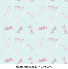 vector seamless pattern, hand drawn doodle style sunglasses set. Good vector illustration for your background or textile