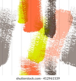 Vector seamless pattern - hand drawn grunge brushstrokes, swirls, prints in rich pastel colors. Design for textile, background, paper, scrap-booking. Good grunge texture strokes on white background.