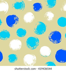 Vector seamless pattern with hand drawn circle.  Abstract pattern in joyful color. Vector endless texture on isolated white background.
