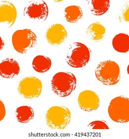 Vector seamless pattern with hand drawn circle.  Abstract pattern in joyful color. Vector endless texture on isolated white background.