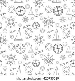 Vector seamless pattern with hand drawn symbols of travel and tourism with a pattern of white background