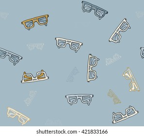 vector seamless pattern, hand drawn doodle style sunglasses set. Good vector illustration for your background or textile