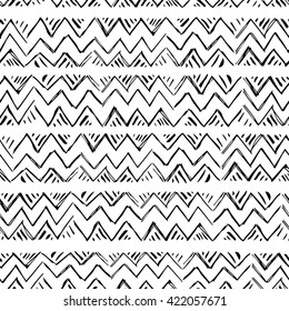 Vector seamless pattern. Hand drawn monochrome background