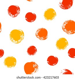 Vector seamless pattern with hand drawn circle.  Abstract pattern in joyful color. Vector endless texture on isolated white background.