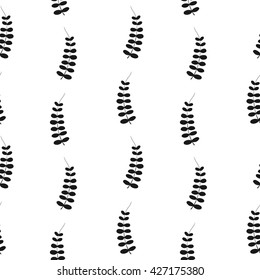 Vector seamless pattern with hand drawn herbs. Botanical background in black and white colors.