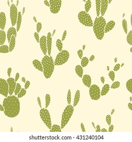 Vector seamless pattern with hand drawn cactuses. Beautiful floral drawing.